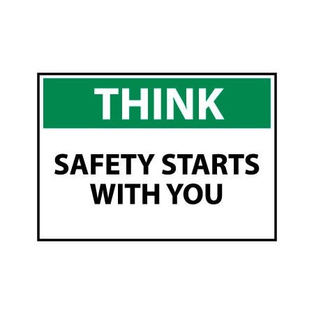 National Marker Co Think Osha 10x14 Plastic - Safety Starts With You TS135RB